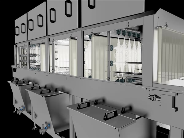 周轉(zhuǎn)箱清洗機，塑料盤筐清洗機，水果筐清洗機，帶烘干洗箱機